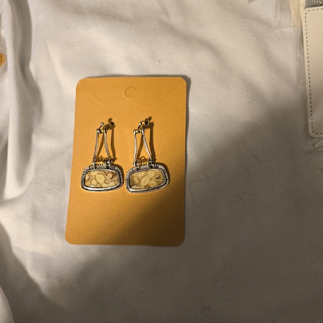 Elegant Silver And Cream Earrings